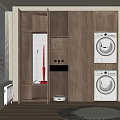 Modern Wooden Bathroom Cabinet Rack With Storage Shelves And Washing Machines