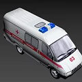 White Ambulance Car With Red Cross Blue Emergency Lights And Number 03