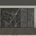 Dark Marble Feature Wall With White Veins And Modern Interior Design 3d model