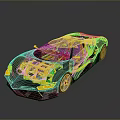 Sleek Modern Sports Car With Shiny Silver Body And Yellow Headlights