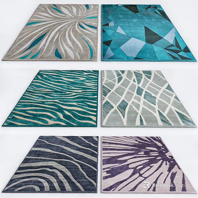 Stylish Square Rugs With Diverse Abstract Patterns And Vibrant Color Options 3d model