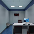 Modern Police Monitoring Room With Computer Desk Office Chair Lockers And Wall Decorations