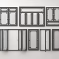 New Chinese-style window combination broken bridge aluminum alloy window casement window folding window floor-to-ceiling window sliding window 3d model
