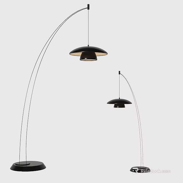 Modern Arched Floor Lamps With Black Shades And Minimalist Design For Home Decor 3d model 