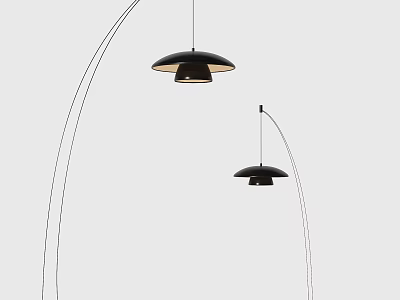 Modern Arched Floor Lamps With Black Shades And Minimalist Design For Home Decor 3d model