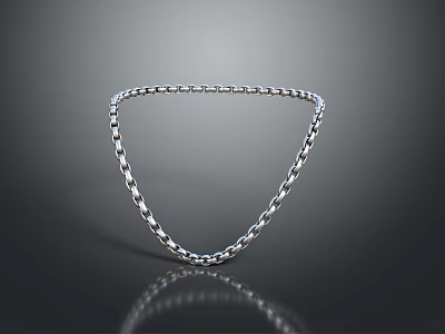 Shiny Silver Chain in Triangular Shape on Dark Background with Reflection 3d model