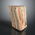Natural Striped Wooden Block With Brown Beige Black Grain And Smooth Surface