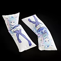Anime Girl Character Body Pillow with Blue Hair Long Socks and White Blue Outfit Design