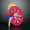 3D Human Kidney Anatomy Model With Blood Vessels Adrenal Gland And Internal Structure