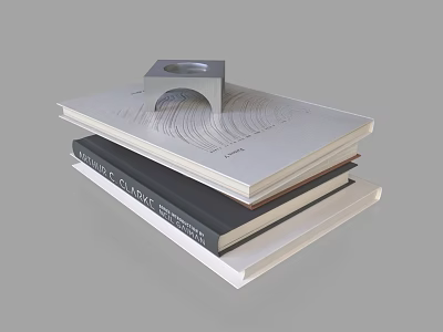 Modern Classic Books Stack With Open Top Book And Metal Ring Holder 3d model
