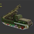 Tracked Military Vehicle With Large Mechanical Arm And Military Green Metal Texture