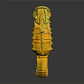 Detailed Yellow Seahorse Sculpture With Intricate Textured Body And Curled Tail