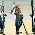 Fantasy Mythical Character With White Hair Blue White Outfit Holding Staff And Candle