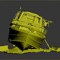 Old Green Boat With Deck Cabin And Rustic Design For Water Transport