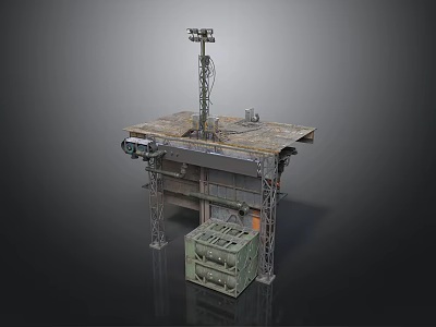 Industrial Metal Platform Structure With Steel Supports And Control Cabinet 3d model