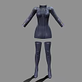 Dark Fitted Bodysuit With Front Zipper Long Sleeves And Matching Long Boots