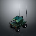 Green Wheeled Vehicle With Two Antennas And Military Communication Equipment