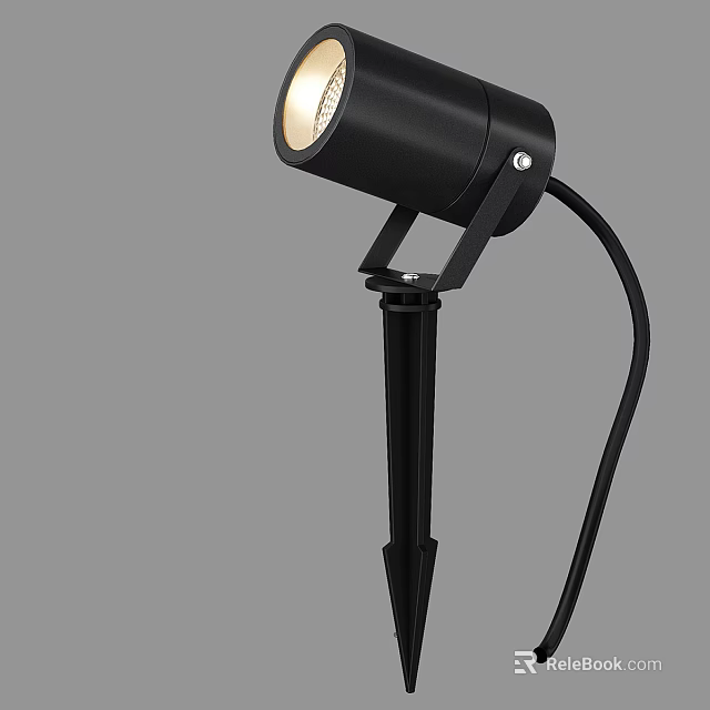 Black Adjustable Outdoor Light with Ground Stake Stand and Weatherproof Design 3d model 
