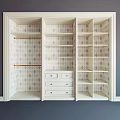 Modern White Wardrobe Interior Design With Multiple Doors And Brass Handles 3d model
