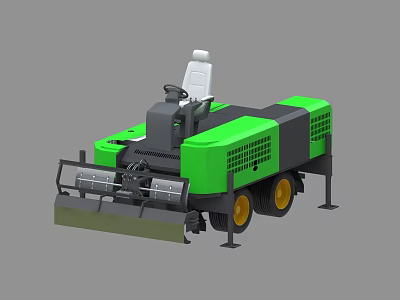 Green And Black Riding Road Roller With White Seat Yellow Wheels For Construction Use 3d model