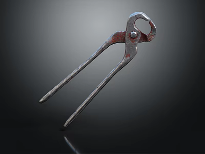 Rusty Metal Hardware Pliers With Long Handles And Vintage Design 3d model