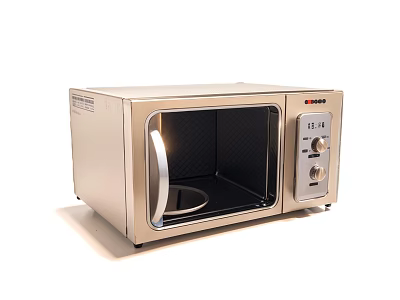 Stylish Modern Kitchen Appliance Microwave Oven With Open Door And Control Knobs 3d model