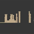 Intricate Castle Model With Multiple Towers Stone Walls And Arched Gates For Decorative