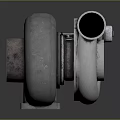 High Performance Industrial Turbocharger with Metal Housing and Red Rotor Blades