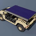 Military Style Hummer SUV With Large Off Road Tires And Metal Grille Doors