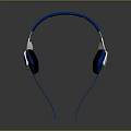 Modern Headphones With Blue Headband White And Black Ear Cups And Reflective Surface