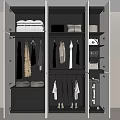 Modern Wardrobe Organized Interior With Hanging Clothes Folded Items And Storage Drawers 3d model
