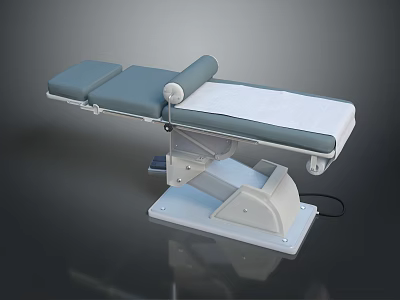 Medical Examination Table With Gray Mattress White Base Arm Support And Adjustable Design 3d model