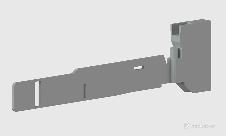 Gray Metal Mechanical Part Featuring Long Strip Body And Connection Holes Structure 3d model 