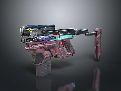 Futuristic Sci Fi Gun Design With Tactical Barrel Grip Scope And Digital 3d model