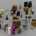 Luxury Perfume Cosmetics Collection with Various Fragrance Bottles and Packaging