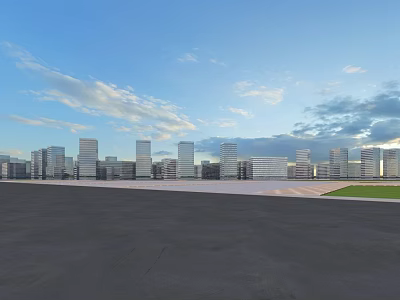 Aerial Urban Planning View With High Rise Buildings Open Plazas And Green Zones 3d model