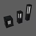 Three Solar Powered Outdoor Lights With Square Design And LED Illumination For Garden Use