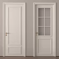 White Hinged Doors With Golden Handles And Glass Panes Modern Design