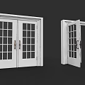 White Swing Doors With Glass Panels And Metal Handles In Open Closed States