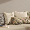 Colorful Throw Pillows With Floral And Geometric Patterns On Beige Sofa