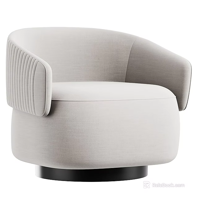 Light Gray Single Sofa With Upholstered Fabric Curved Armrest And Vertical Striped Design 3d model 