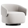 Light Gray Single Sofa With Upholstered Fabric Curved Armrest And Vertical Striped Design