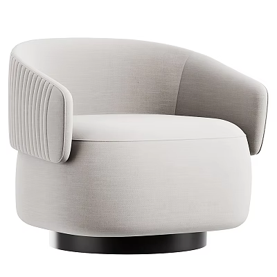 Light Gray Single Sofa With Upholstered Fabric Curved Armrest And Vertical Striped Design 3d model