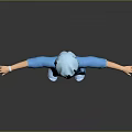 Game Movie Character Wearing Blue Dress Blue Hat with Arms Outstretched on Gray Background