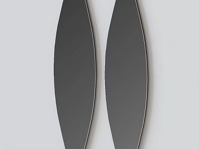 Two Modern Curved Slim Design Mirrors Mounted On White Wall 3d model