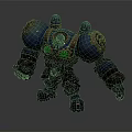 Blue Mechanical Creature Character With Green Eyes And Metallic Accents Design