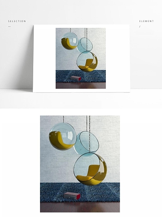 Modern hanging chair a set of glass spherical hanging chair 3d model