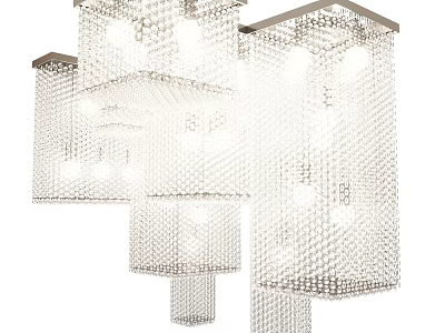 Elegant Modern Crystal Chandelier Square Design Hanging Multi Light For Living Room Decor 3d model