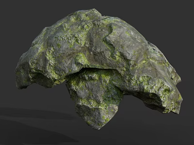 Rough Textured Natural Stone Material with Green Moss Organic Shape and Earthy Appearance Design 3d model