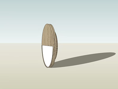 Modern Wooden Oval Shaped Wall Sconce With White Panel For Minimalist Interior Design 3d model